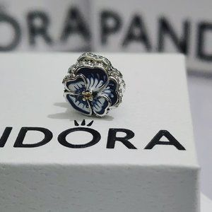Pandora Blue Pansy Flower Charm
